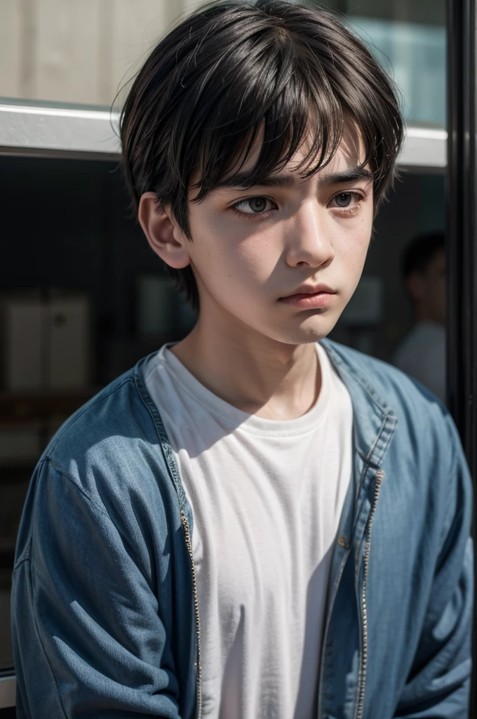 Sad boy looking at his girlfriend's photo