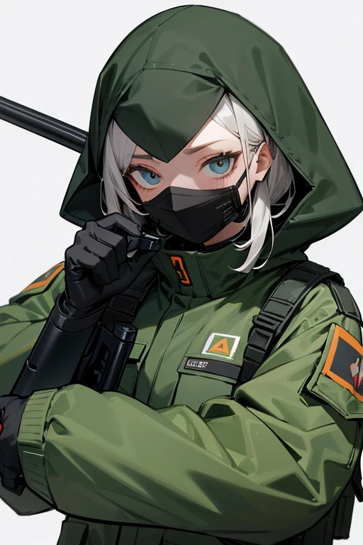 Balaclava,army jacket,full face masked, Break holding shootgun,perfect shootgun,detailed shootgun