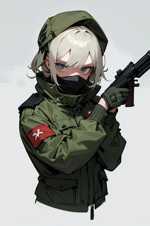 Balaclava,army jacket,full face masked, Break holding shootgun,perfect shootgun,detailed shootgun,Break perfect hands,