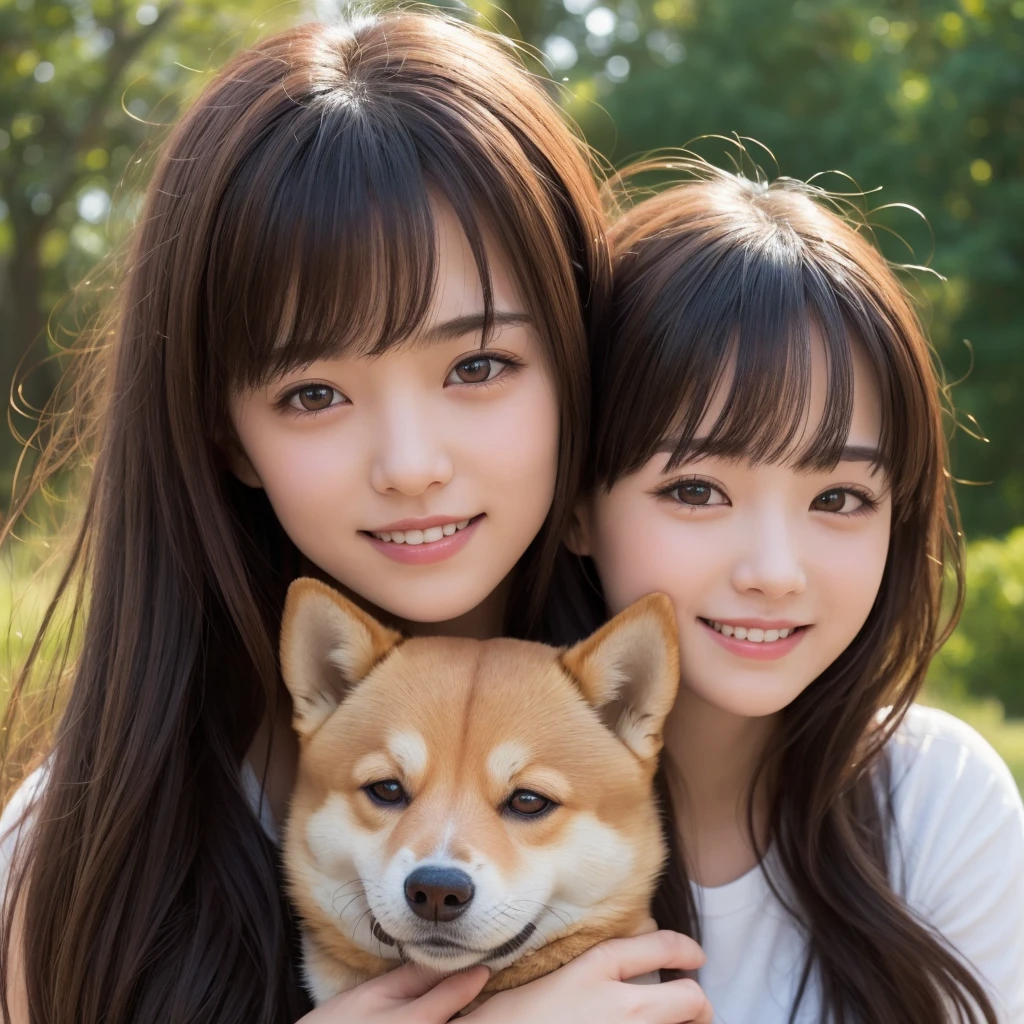 (masterpiece、Highest quality、Official Art:1.2)、
One Girl, (beautiful girl, Delicate girl:1.3), (15 years old:1.3),
break, (Jersey:1.2),
break, (Nice:1.2), (Hugging a Shiba Inu:1.2),
break, Very beautiful eyes, (Symmetrical eyes:1.3),
break, Small breasts, Brown eyes, Parted bangs, Brown Hair,
break, (Eye and facial details:1.0),
break, (masterpiece, Highest quality, Very detailed, Detailed face, 8k),Big shy smile