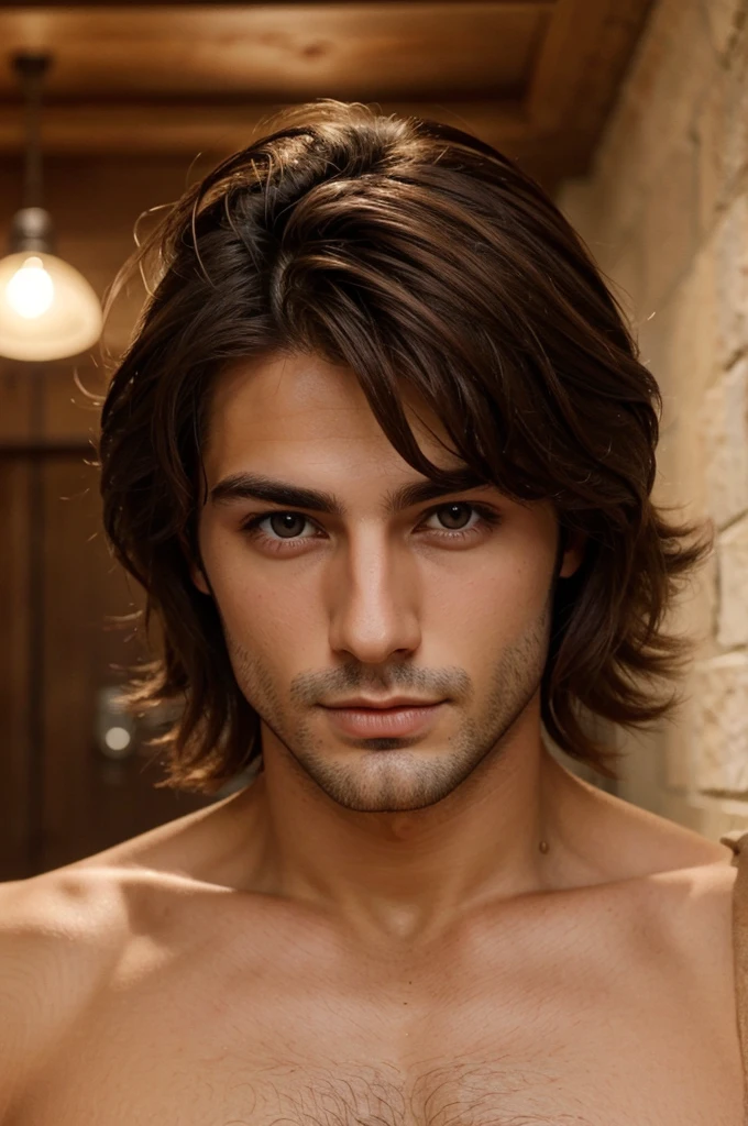 super handsome 25 year old italian man Hair Color: dark brown eye color: miel ,mirada penetrante y seductora piel media cabello semi corto, sin barba 