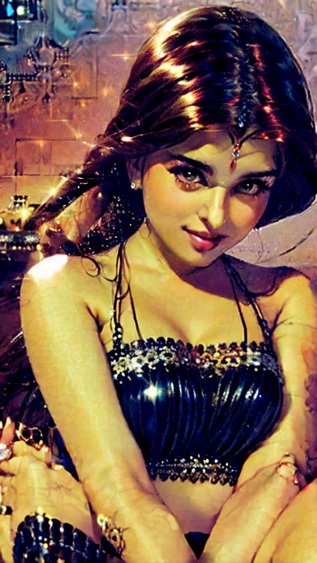A masterful hyperrealistic photo of a timeless beauty that exudes the essence of a Gibson smiling Indian milf in her prime. Her luxurious upswept hair is adorned with exquisite ornaments, and her deep necked blue blouse accentuates her graceful curves. The intricate details of her attire and facial features are rendered with incredible precision. adding a touch of quirkiness to this otherwise classic portrait
photo"
