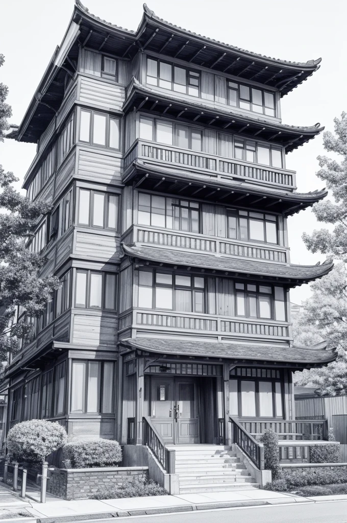 A fax of a drawing-style building