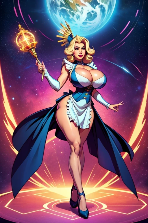 Uranus The Big Breasted Cosmic Queen, woman, blonde, DD size, clothed, busty, Queen of Clubs, larger breast size, BIG BIGONZOS, BIGGER BIGONZOS, scepter, electric, electronic, tall, long legs, long torso, long breasted size, full body pose, leader, wider hips, fuller thighs, athletic, taller space captain, hostess, bigger breasted, 30's, skimpy little apron, final boss, videogame character, skinny, slim waist, bustier, bigger breasted, extremely hugely breasted, action pose, spread legs, busty booty, bigger breasted, voluptuously breasted, level 150 breasts, big mommy milkers, boss, business attire, bigger busty, bigger breasted, big , bigger , standing up, level 1000 breasts