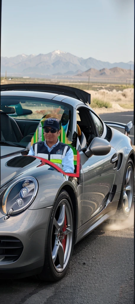 man driving a porshe