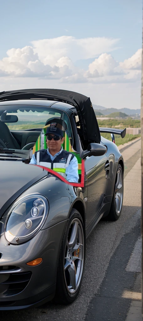 man driving a porshe