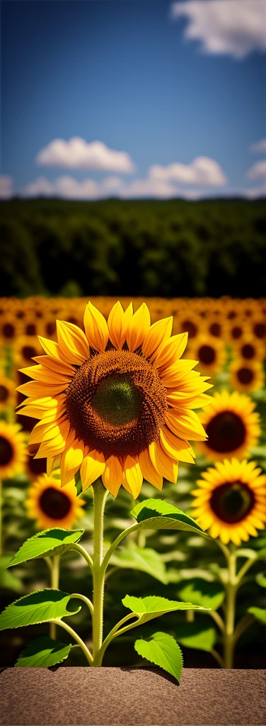 1.3d sunflower hdr, details, hyperdetailed:1.2), Vignette, centered background blur