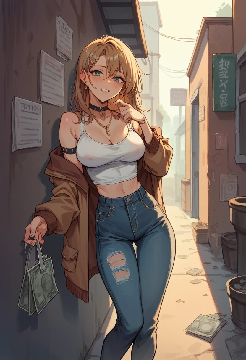 ((sexy girl ,prostitute))nsfw,wholesome prostitute in an alley,