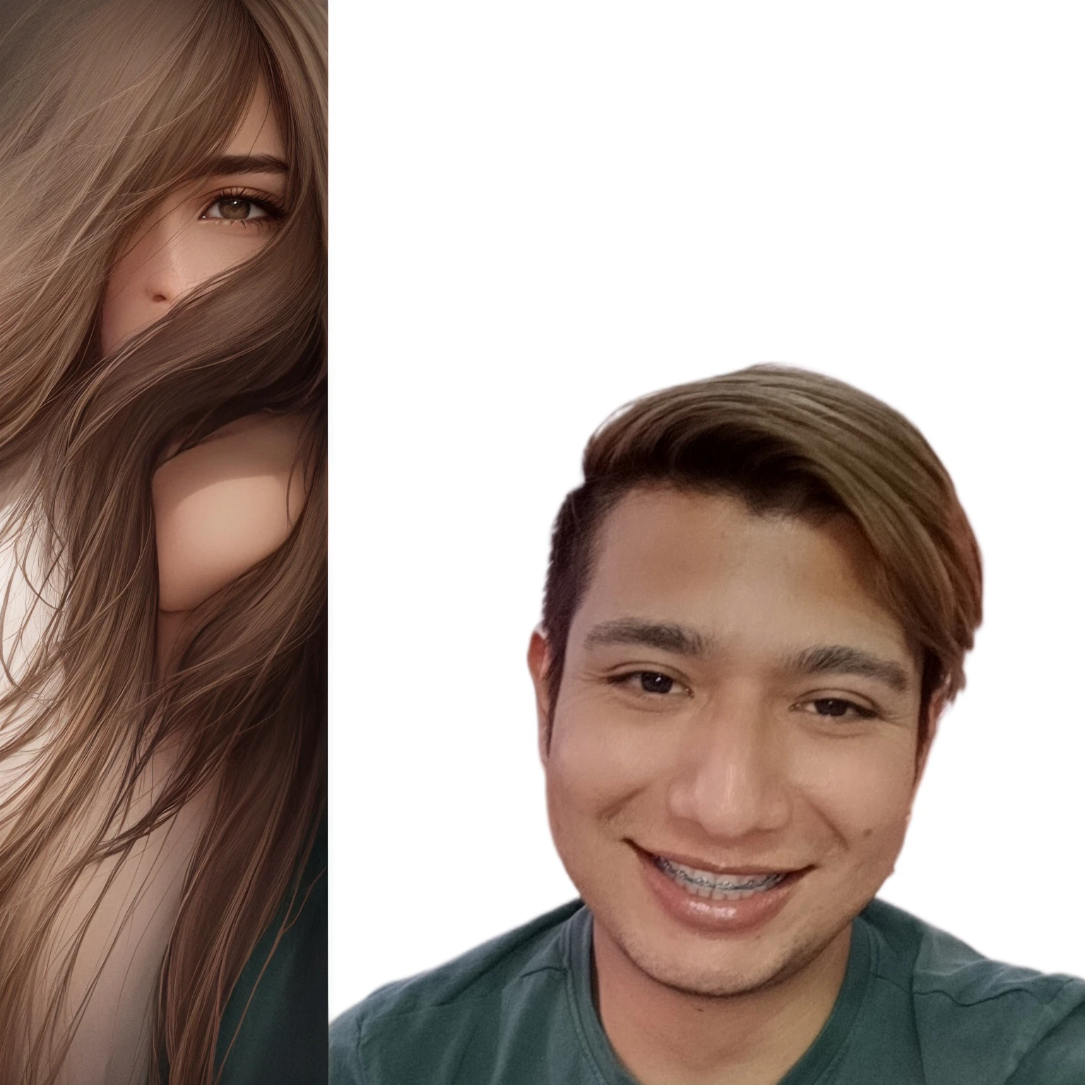 complete the shoulders and arms of the person in the photo