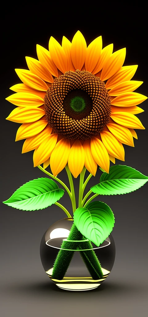 1.3d sunflower hdr, crystal shapes details, hyperdetailed:1.2), Vignette, centered background blur