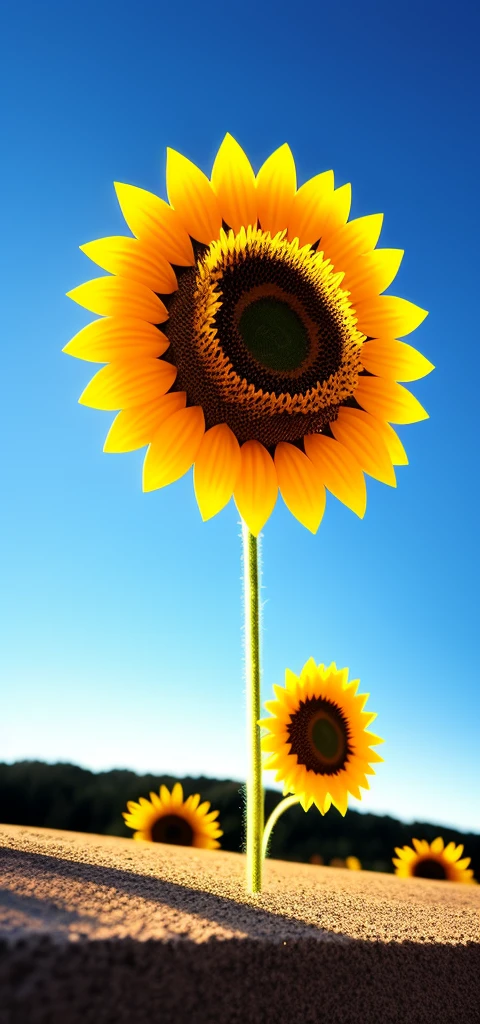 1.3d sunflower hdr, crystal shapes details, hyperdetailed:1.2), Vignette, centered background blur