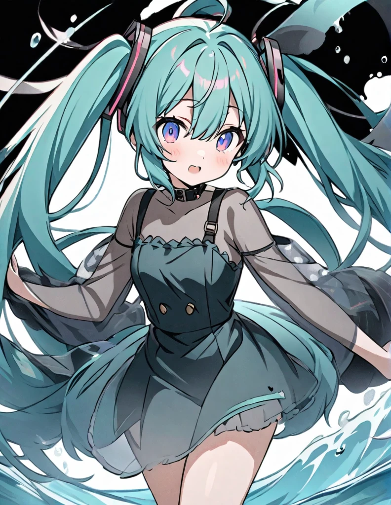 Hatsune Miku sinking into the sea Transparency