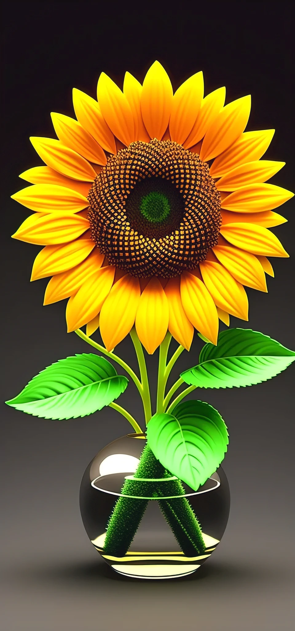 1.3d sunflower hdr, crystal shapes details, hyperdetailed:1.2), Vignette, centered background blur