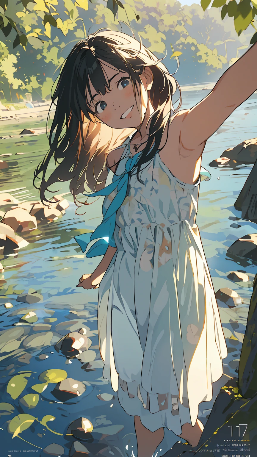 Affordable design, Clear lines, High Sharpness, (Highest quality,4K,Perfect sharpness,Ultra fine,High resolution,masterpiece:1.2), Perfect Anatomy:1.5, Official Art, Illustrations that tell a story, (Whitish background:0. 9)、Body Positivity、多Mr.な身体表現、(Random and fun poses)、Perfect beauty、Perfect beautiful face、(Strong winds)、A rich expression、Dynamic composition、smile、Golden ratio composition、colorful、(((Mr.々Different angles and perspectives)))、Anime Art、(Overcoming stereotypes)、 Glowing Skin、(Natural beauty)、bangs、Straight Hair、(Soft and flowing hair)、(countryside)、Nature、(Nostalgic atmosphere)、(Insert up to the heel)、(Playful and carefree)、(多Mr.なキャラクター)、(Graceful posture)、(Sunny atmosphere)、(Bright colors)、Fashion magazine cover、