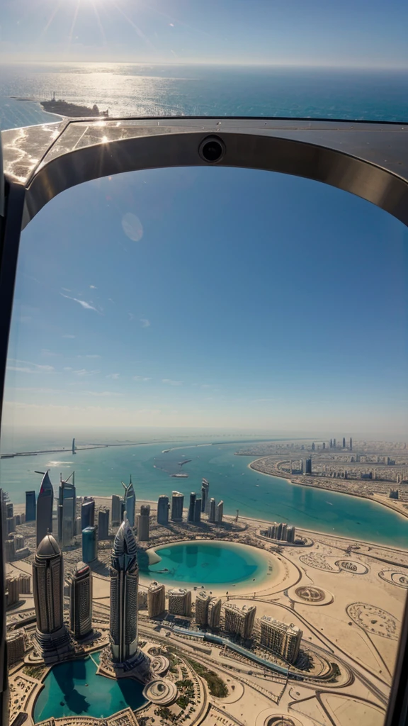 Un point de vue de moi en haut d’un gratte ciel a dubai avec une vue sur toute la mer