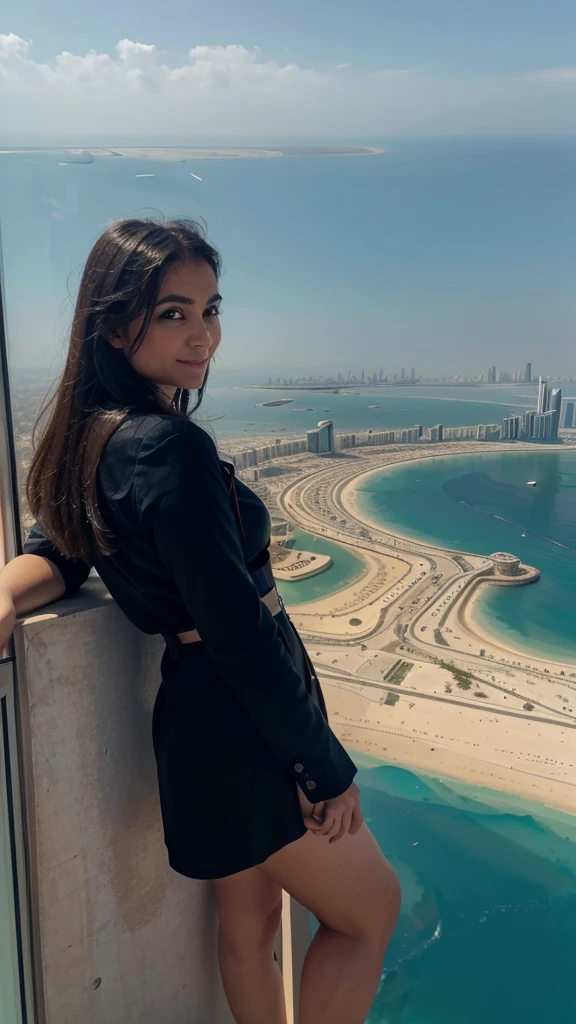 Un point de vue de moi en haut d’un gratte ciel a dubai avec une vue sur toute la mer