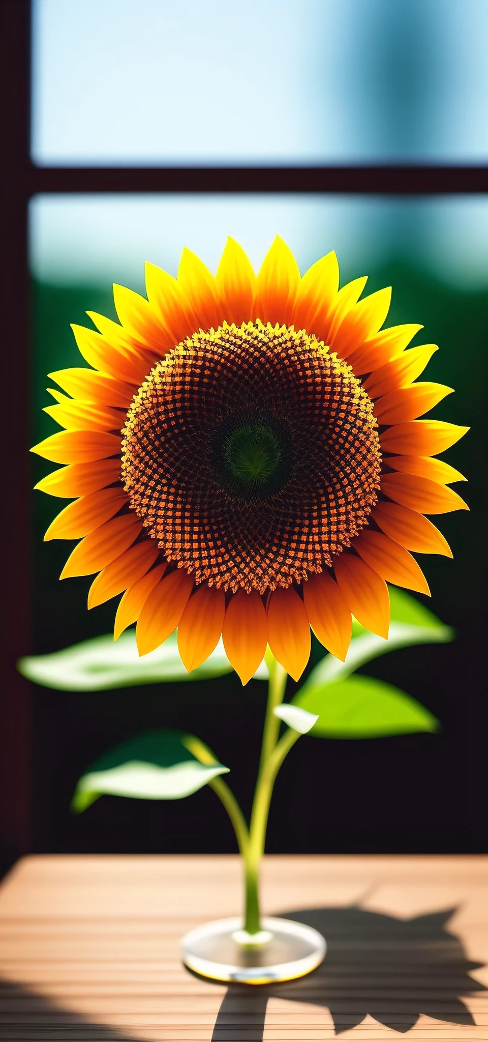 1.3d sunflower hdr, crystal shapes details, hyperdetailed:1.2), Vignette, centered, background blur, 4k ultra uhd