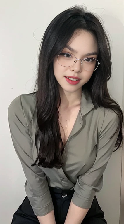 (best quality, masterpiece:1.2), white background, realistic, crew neck, closed-neckline, pants, (business jacket:1.2), (brown hair:1.2), big eyes, beautiful woman, smile, eyelashes, highly detailed face, fierce look, angry look, (long sleeved shirt: 1.2), looks like a naughty celebrity but is a good girl, virgin girl, inexperienced virgin girl, full body, (slanted angry eyebrows: 1.6), (discrete sex appeal: 1.2), (big kind smile: 1.2), (open mouth smile: 1.2), (happy: 1.2), (kind face: 1.2), (genuine smile: 1.2), (genuine smiling eyes: 1.2), (downtown city background: 1.2), extremely kind girl, self conscious about eyebrows, (eyebrows slant down: 1.4), (looking straight: 1.2), (dark brown eyes: 1.2), (20 years old: 1.2)