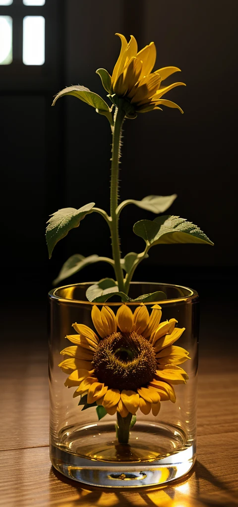 1.3d sunflower hdr, crystal shapes details, hyperdetailed:1.2), Vignette, centered, background blur, 4k ultra uhd, realizing realistic realism