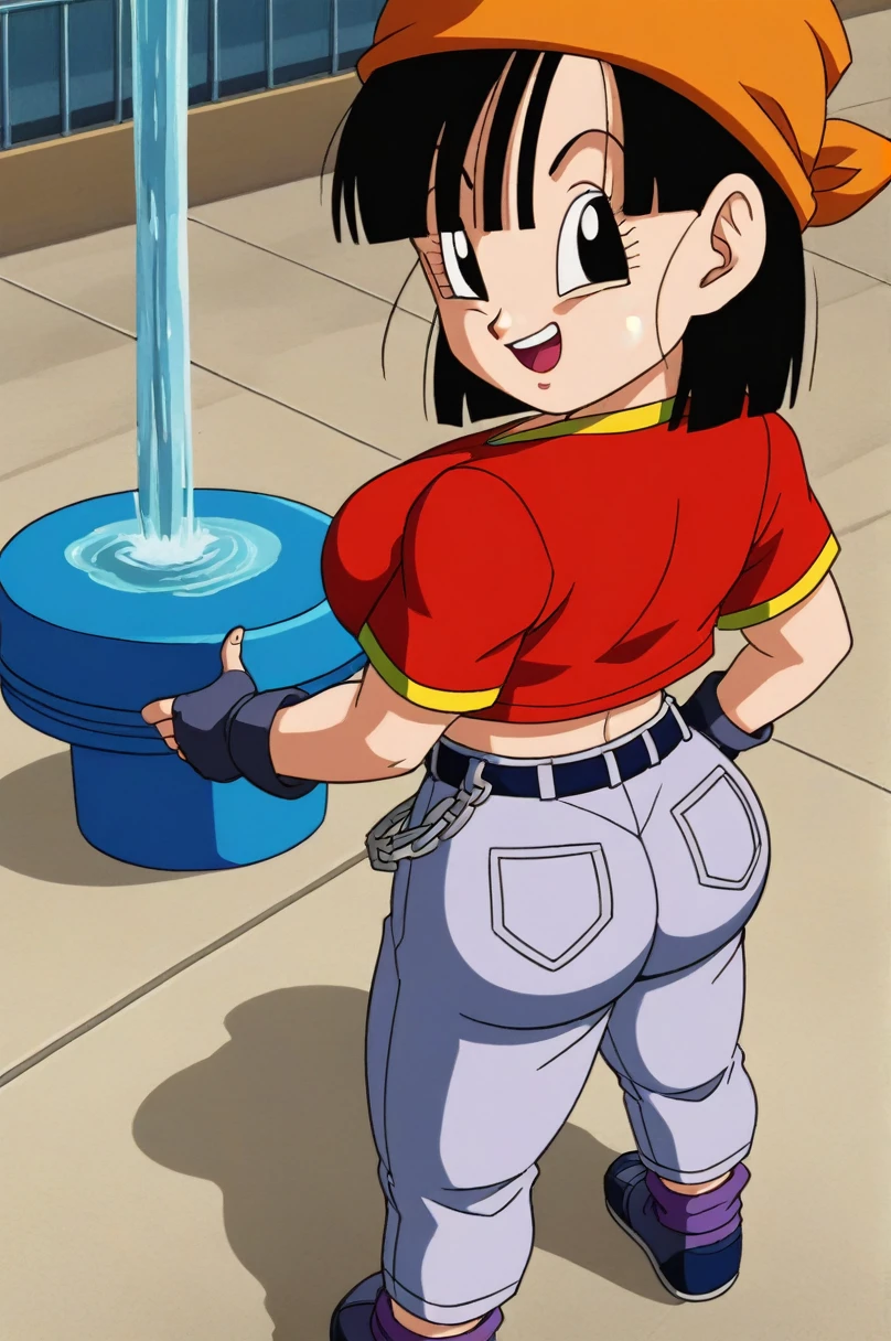 fountain_cheered up, score_9, score_8_above, score_7_above, cheered up screencap,8k, absurd resolution,
Pan \(Dragon Ball\), short hair, hits, black fur, black eyes, autophoto, desde above, urban landscape, dappled sunlight, teeth, SMILE, medium chest, showing buttocks, 2nalgas, perfect anatomy, skimpy clothing, medium breasts, medium rear, unclothed, big sexy ass, Wide hips