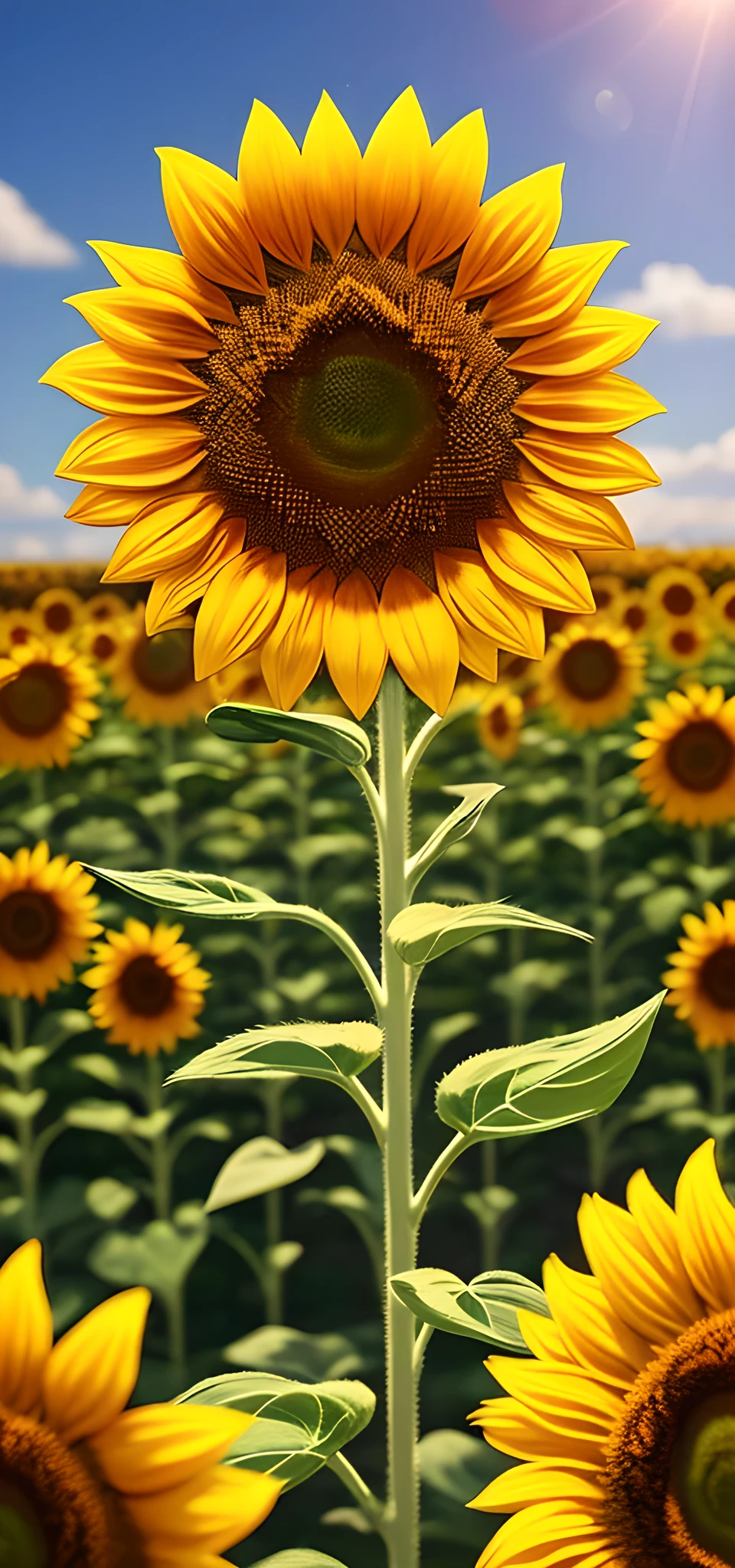 1.3d sunflower hdr, details, hyperdetailed:1.2), Vignette, centered, background blur, 4k ultra uhd, realizing realistic realism