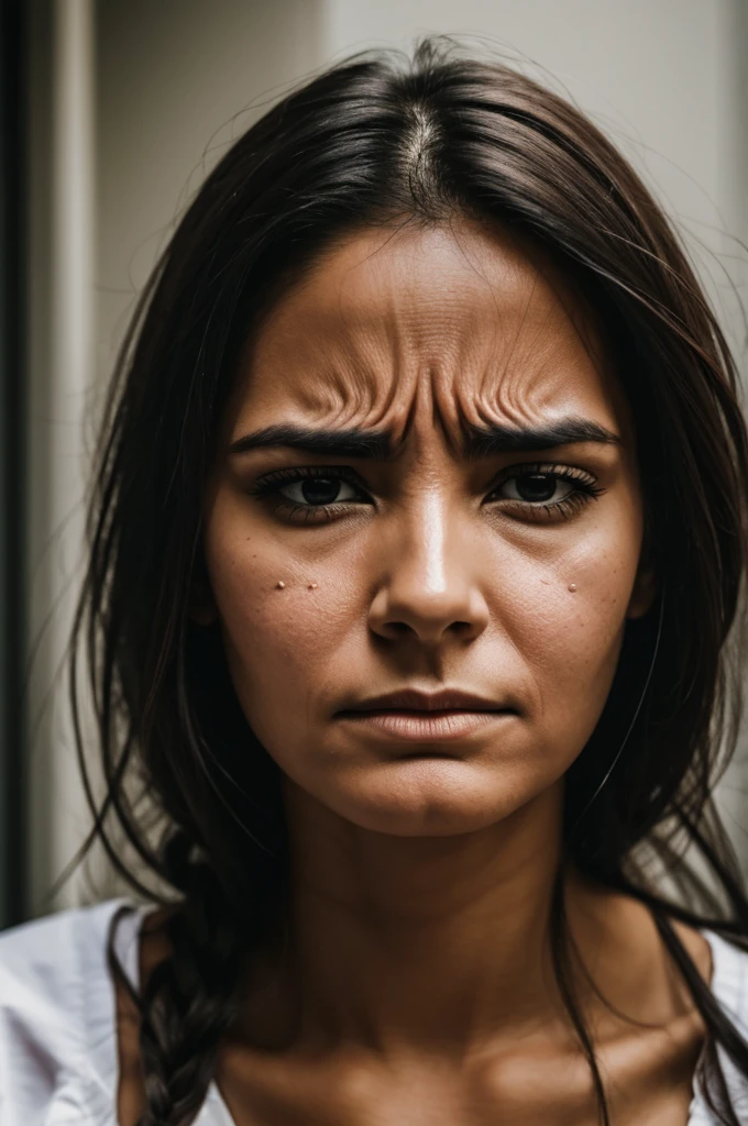 Face of a woman that reflects pain