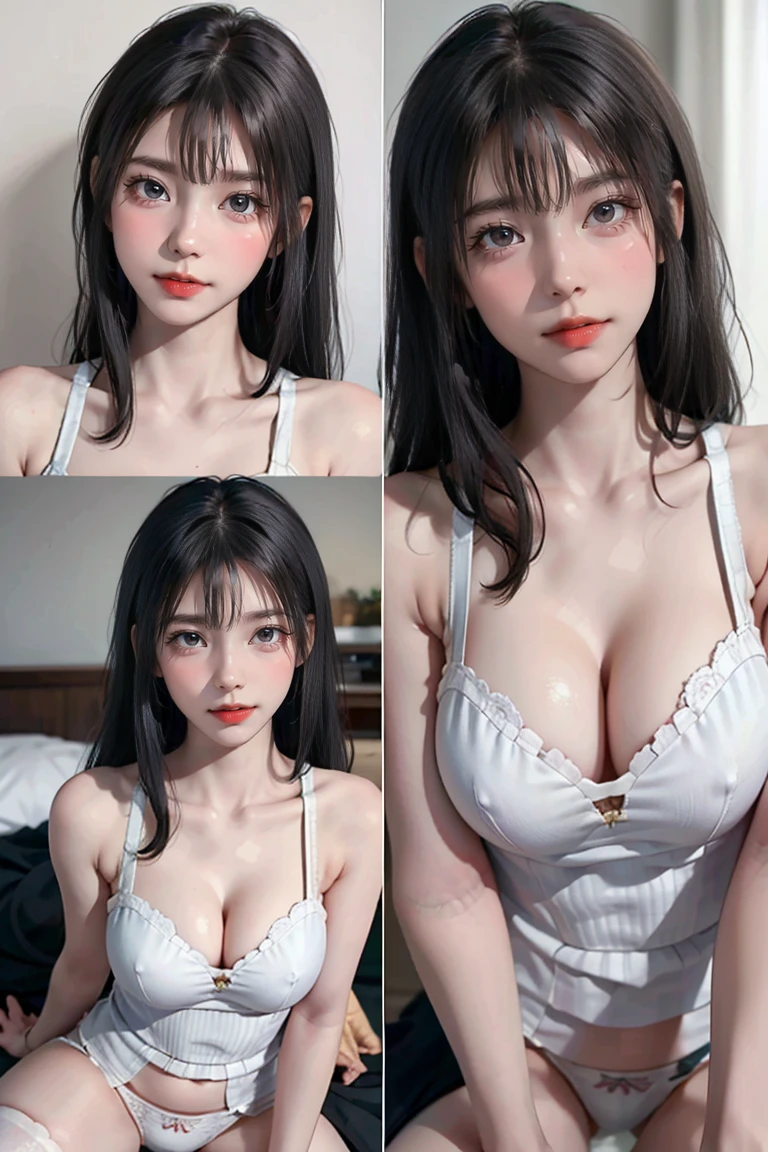 女の子1 person,(Highly detailed skin),bent,,beautiful胸,Big Breasts,Pale skin,Pointed Chest,Erect nipples,(Fantasy art,Best image quality,surrealist portrait,(8k),Ultra-realistic,最high quality, high quality, High resolution, high quality texture,Attention to detail,beautiful,Familiar,Highly detailed CG,Familiarテクスチャー,Realistic facial expressions,masterpiece,Presence,dynamic,bold),Bob Hair,(Very thin hair),(Very soft hair),(Super Straight Hair:1.5),流した長いbangs,Hair above one eye.Black Hair、bangs、Look forward、Looking at the audience、Two-dimensional beautiful girl、(masterpiece: 1.3), (Maximum resolution: 1.2), (Ultra HD TV: 1.2), Cinematic Light, 8k解像度, Familiar顔の特徴 , (Sharp focus: 1.2）, (Focus on the face:1.2),Perfect Style, beautiful顔, Acura, Anatomically correct, Highly detailed face and skin texture, beautiful目,beautiful目, Thin eyebrows, Glitter Eyeliner: 1 Natural Cheeks, Glowing Skin, Fair skin: 1.2, (Glossy Lips: 1.4),、 (Embarrassed look: 1.2),Highly detailed face and skin texture, Natural Cheeks, , Glossy Lips: 1.4,Perfect Style、Exposed cleavage、（A lot of sperm on my chest:1.4）（A lot of sperm on thighs:1.2）、 blush、Humiliatingな、impatience、Humiliating、Embarrassing、Please open your knees、Spread your legs、 White underwear、White bra、Sparkly little earrings and a rosary、Disheveled clothes、Exposed panties、sweating、Thin underwear、Wet underwear、Stockings Long Hair、24-years-old, A clean-cut woman,1 person、 Proud, Old bedroom、On the bed、(On my back, ベッドにLying down, ベッドにLying downいる, Lying down, White sheets:1.3)、blonde、Black Hair、Blue-gray eyes、Green-gray eyes,(cop uniform:1.3)、