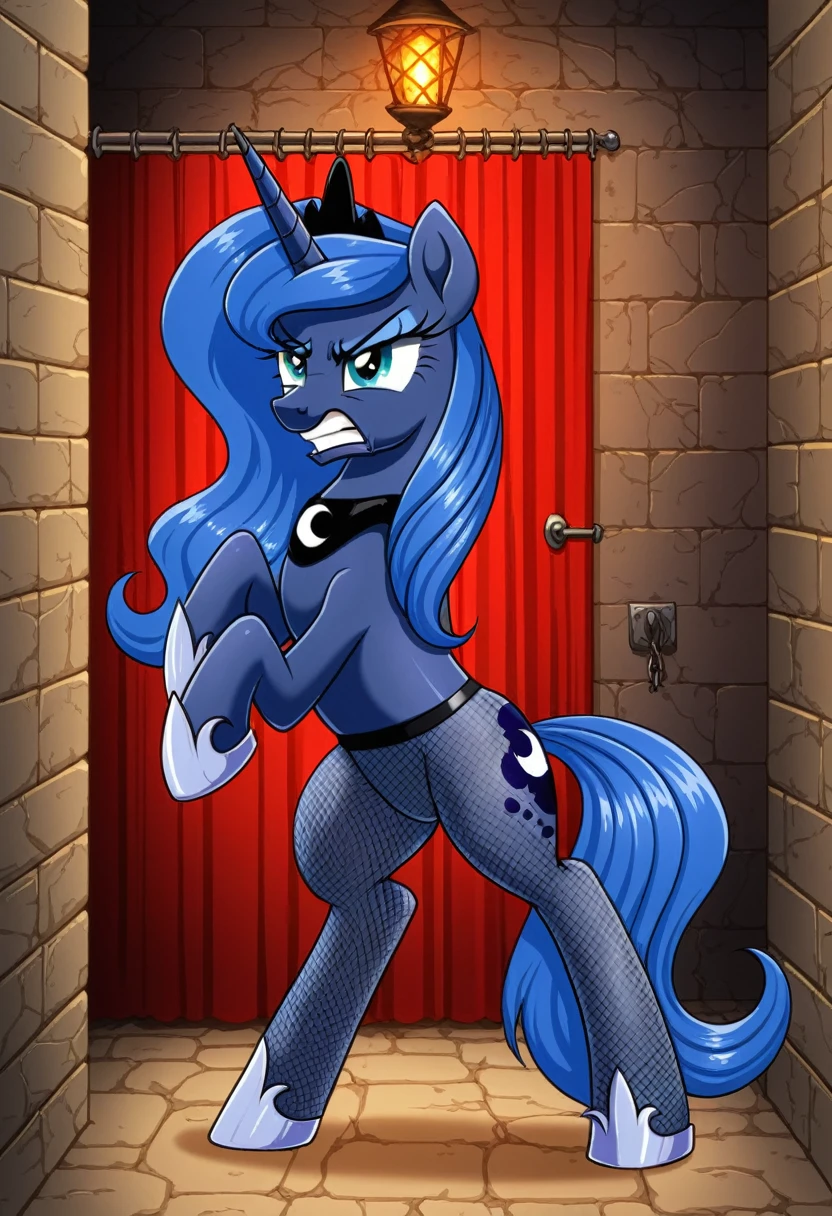 Pony angry Princessa luna in in fishnet tights b locked in a dungeon