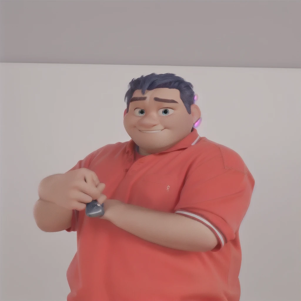 pixar character, red shirt, body high, vivid colors, high qualiy, jeans, shoes black.