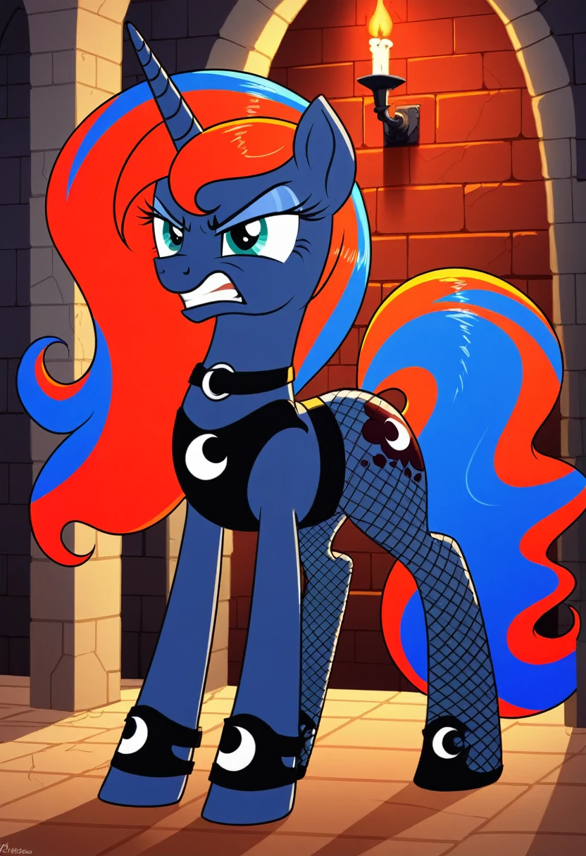 Pony  angry  Princessa luna in   in fishnet tights  b locked in a dungeon