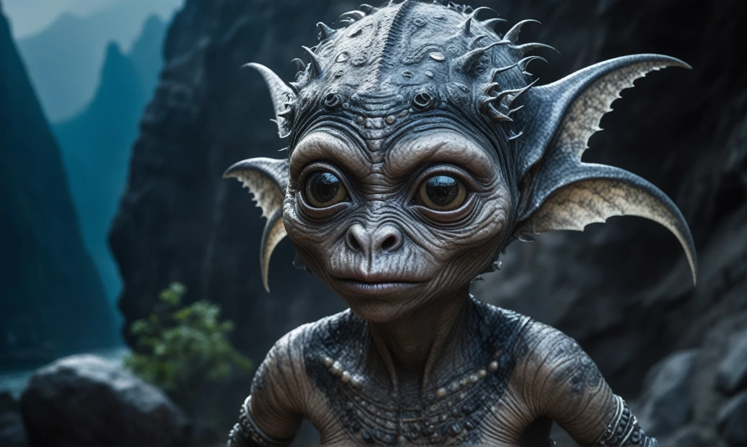 full body shot,beggar deep niobium paladium The Alien Entity,native italian babychild, wants eat,survival in criminal city of future, Technicolor,natural skin textures, hyper realism, hyper detailed,Extremely detailed,High contrast,Masterpiece,Realistic,Ultra Detailed, intricate details,realistic humid leather,extremly intricate,Epic Realistic, cinematic style,irina yermolova,high contrast,hdr,extremely detailed, deep night landscape,masterpiece,intricate details,faded,eyes extremely detailed, high detailed eyes,8k resolution,RAW,retina, Nikon Z9,China,orc,Li River in Guangxi Zhuang of China,tkt style, pointed ears,perfect, Elf,transition between two art styles, Ink painting to photorealism, Double contact, X-ray, Creative, vivid light, masterpiece, fantasy, Abstract, Surrealism, super detailed, high resolution, stop:35;(((creature with a spectral and ghostly appearance)). Her skin is pale, almost translucent,ancient rock paintings of the first people,sharkfish's leather