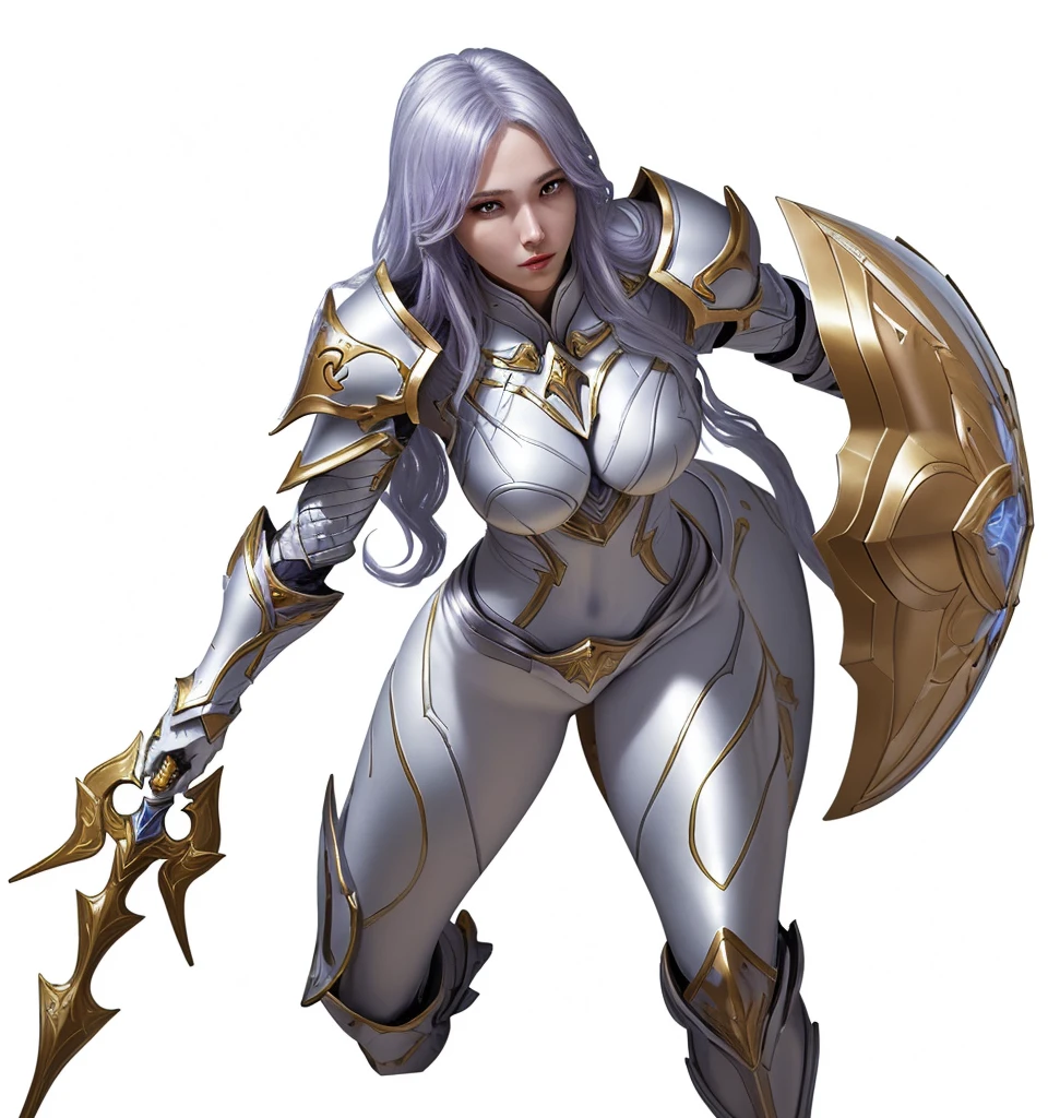 paladin, female, full armor, white armor, sexy, pretty face face, glowing armor, wonderfull, looks like "leona" from "league of legends",