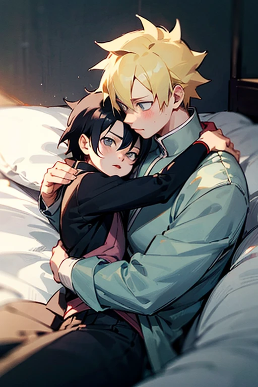 Sasuke young cuddling boruto young