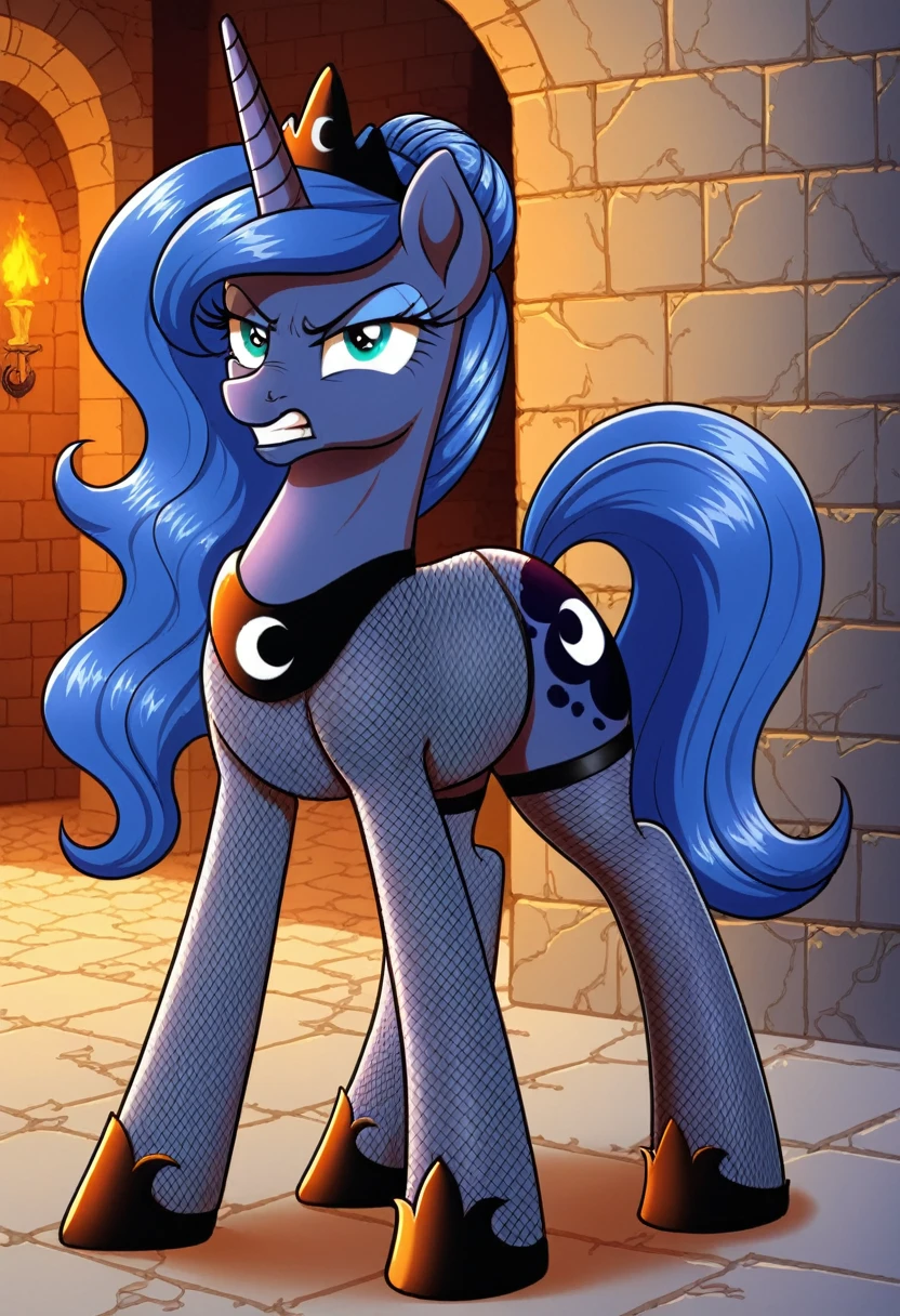 Pony angry Princessa luna in in fishnet tights b locked in a dungeon