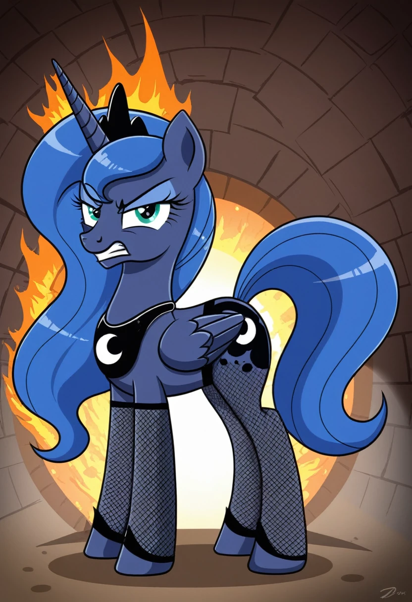 Pony angry Princessa luna in in fishnet tights b locked in a dungeon