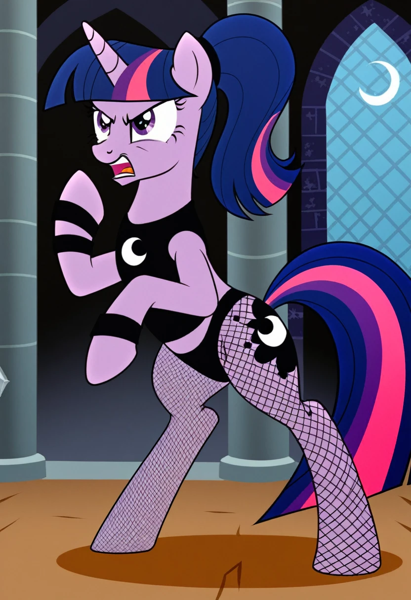 Pony angry Princessa luna in in fishnet tights b locked in a dungeon fight Twilight sparkle