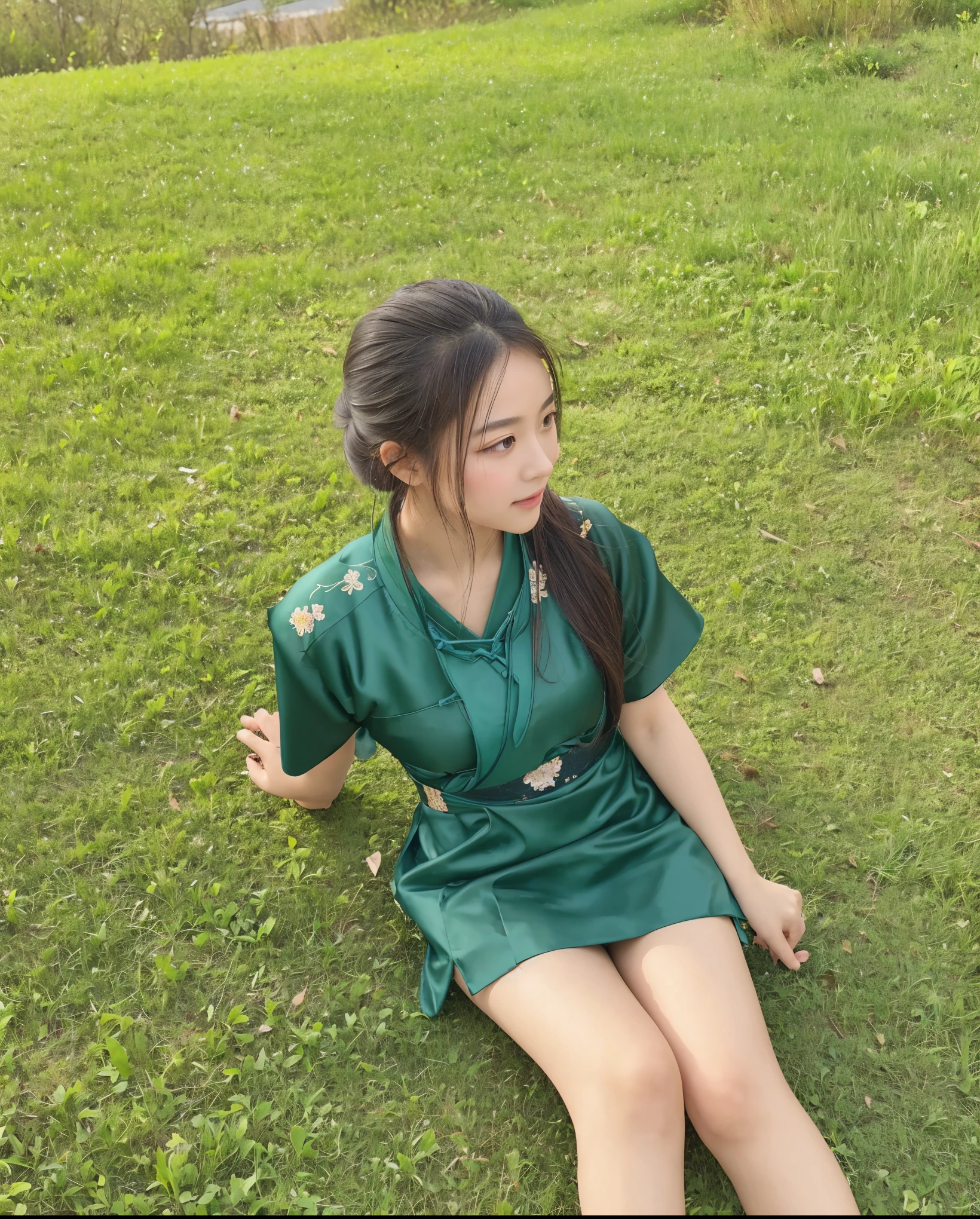 a beauty girl ,wear gorgeous hanfu, Chinese style buildings, landscape