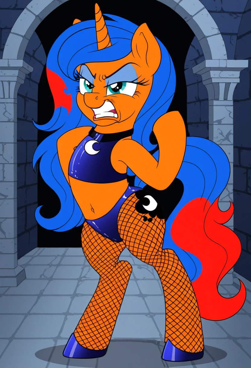 Pony  angry  Princessa luna in   in fishnet tights  b locked in a dungeon