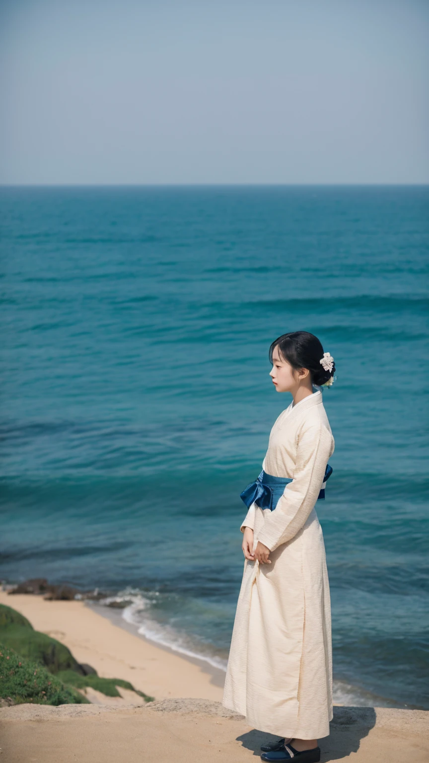 Korean period drama、Girl staring at the sea、Real Image、Long Angle