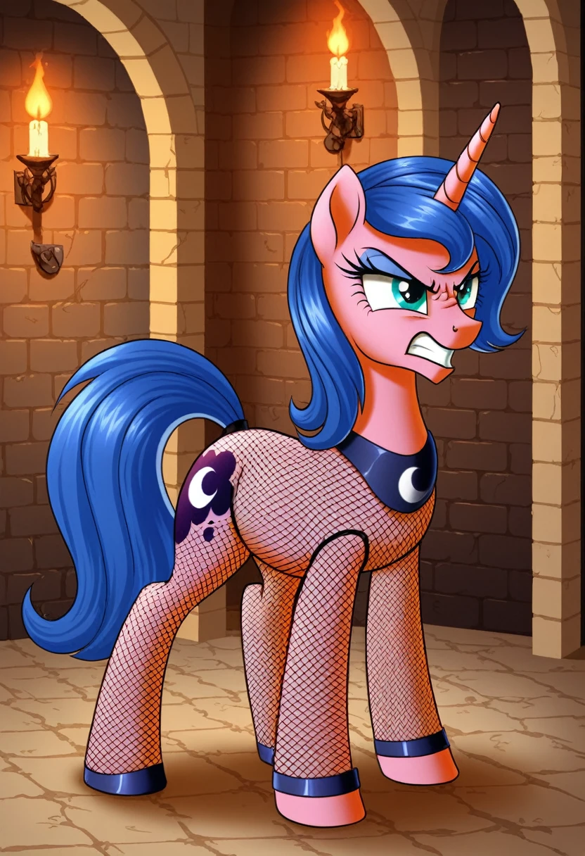 Solo, score_9,score_8_up,score_7_up, score_6_up, score_5_up,source_anime, Anthro, equine female, tempest shadow mlp, naked, blowjob, she is sucking faceless human males cock, deepthroating, simple white background, in a white bedroom, side view, she is looking up at human male, in a White bedroom, simple background