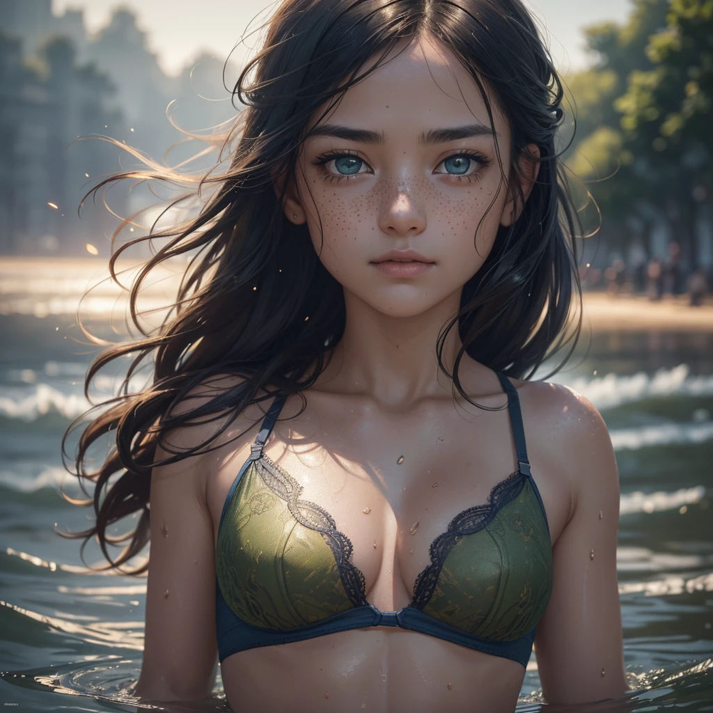 1 girl, woman, candid portrait, establishing shot, detailed background, atmospheric, hair flowing in the wind, wearing very skimpy transparent navy blue underwear, black hair, very wet skin and hair, freckles, yellow-green eyes, floating particles, backlightinasterpiece))), (((masterwork))), ((top quality)), ((best quality)), ((highest quality)), ((highest fidelity)), ((highest resolution)), ((highres)), ((highest detail)), ((highly detailed)), ((hyper-detailed)), (((detail enhancement))), ((deeply detailed)), awe inspiring, breathtaking, uhd, hdr, fhd, 8k, 16k, 32k, k, meticulous, intricate, intimate, nuanced, (((the most beautiful images in existence))), (((the most beautiful artwork in the world))), (RAW photo, film grain), caustics, subsurface scattering, reflections, photorealistic, 35mm, intricate details, hyperdetailed, natural skin texture, hyperrealism, sharp,