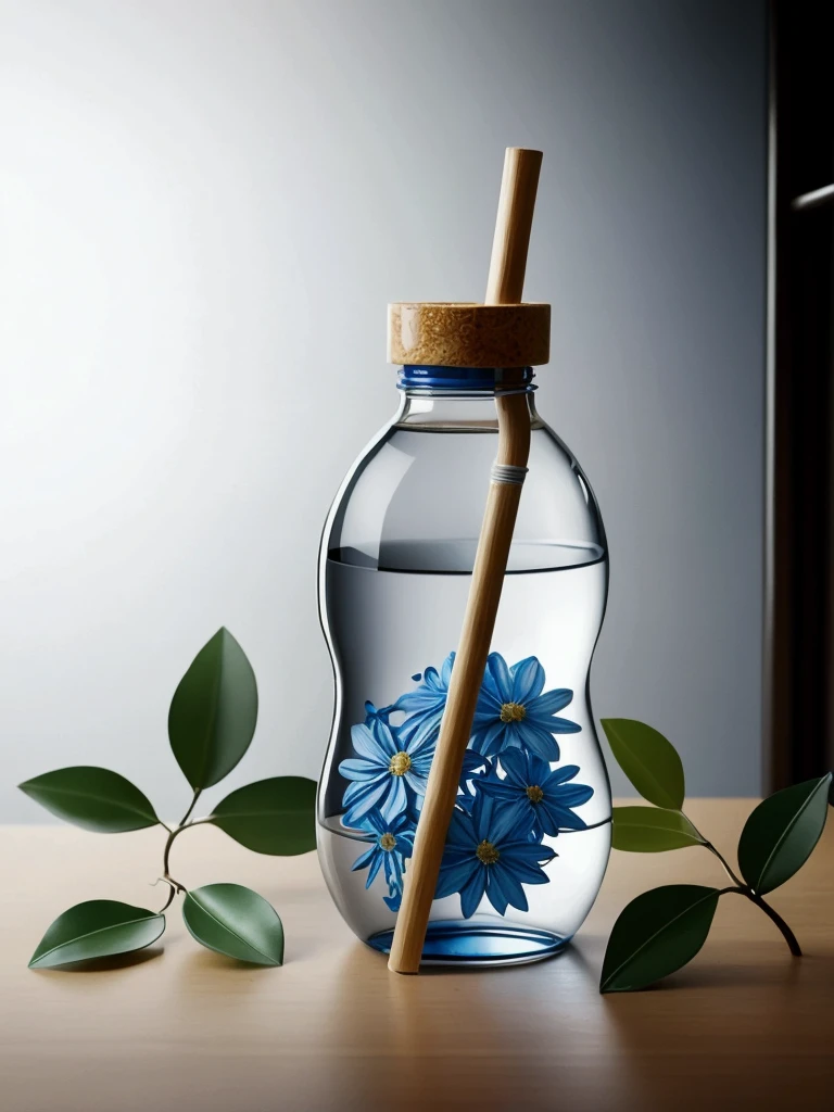 Zoom out a little more, the flowers placed outside the bottle.