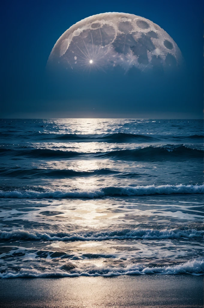 Full bright moon view from ocean