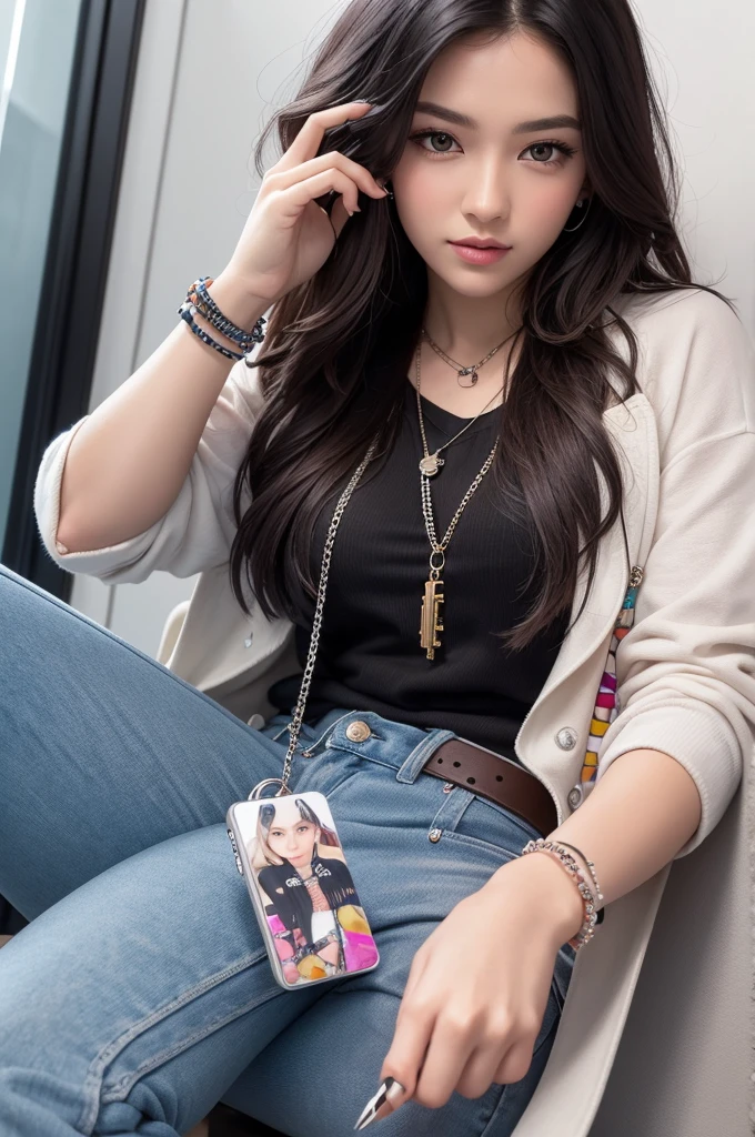 Create art for Instagram profile photo with bead bracelet, keychains and personalized pens