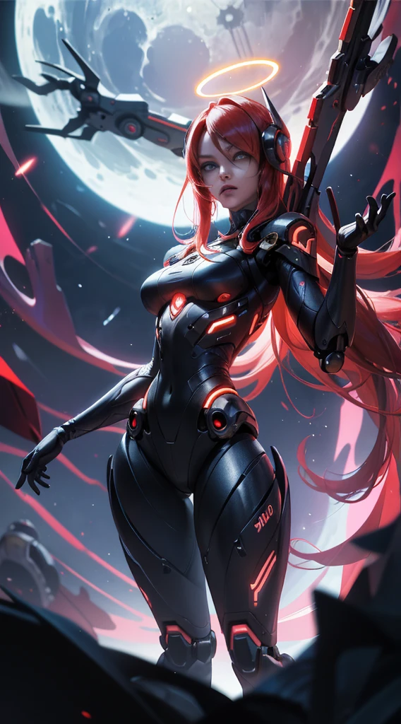 score_9, score_8_up, score_7_up, rating_explicit, Expressiveh, best quality, masterpiece, ultra - detailed, intricate, very detailed, high resolution, realisticlying, hd, 8K, nsfw, 1girl, The halo, full body shot shot, humanoid robots, long legs, mechanical legs, dynamic poses, Extremely delicate mech, Glowing dark red LED part, extra very long hair, full bodyesbian, High-tech background, rim-light, scientific fiction, (Marek Okon:1.3), Mooncryptowow's midway style, psychedelia