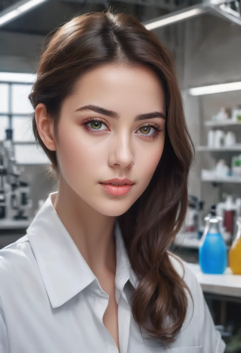 beautiful girl with brown hair, blue jeans, green shirt, detailed face, beautiful eyes, detailed lips, long eyelashes, natural lighting, photorealistic, highly detailed, cinematic lighting, intricate details, vibrant colors, realistic skin textures, clean crisp edges, sharp focus, studio lighting, 8k, dslr quality, portrait photography, digital painting
