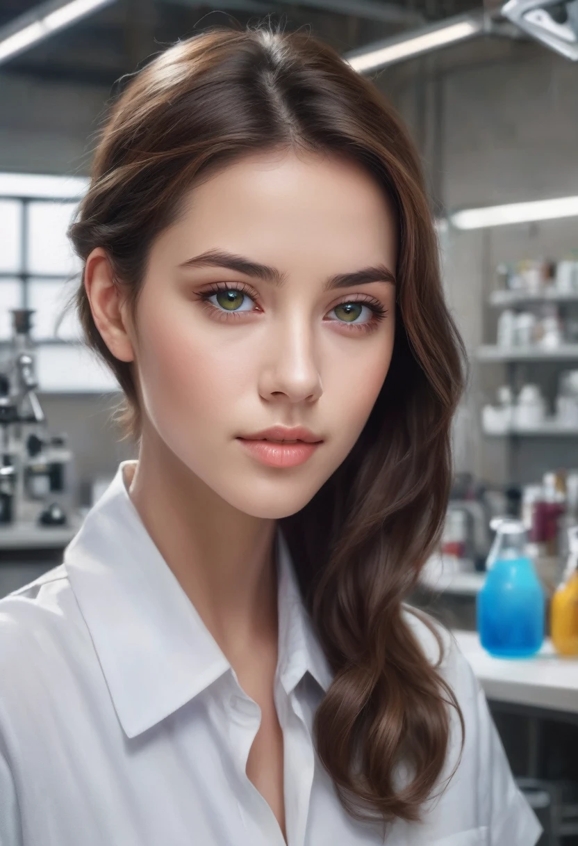 beautiful girl with brown hair, blue jeans, green shirt, detailed face, beautiful eyes, detailed lips, long eyelashes, natural lighting, photorealistic, highly detailed, cinematic lighting, intricate details, vibrant colors, realistic skin textures, clean crisp edges, sharp focus, studio lighting, 8k, dslr quality, portrait photography, digital painting