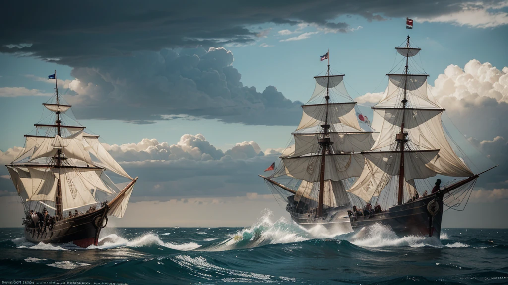 A dramatic illustration of the Battle of Actium