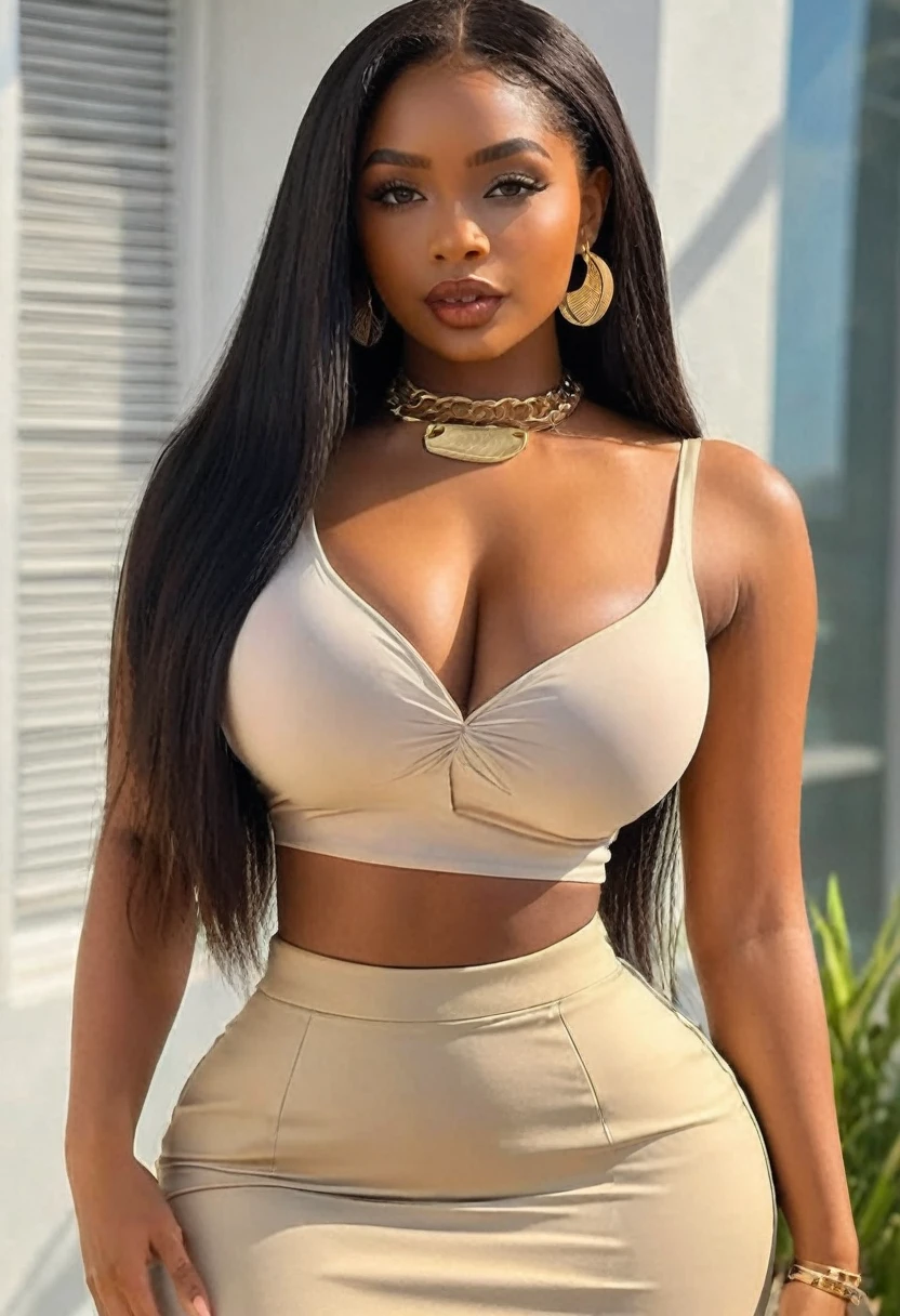 (best high quality:1.5), work of art, (8k), extremely detailed, (High details:1.4), Solo, ((HotLexi)), Angolan female with 24 years old, (crop top, pencil skirt), (pretty perfect model square defined face:1.4), ((body of a perfect hourglass-shaped hottie)), (medium round breasts),