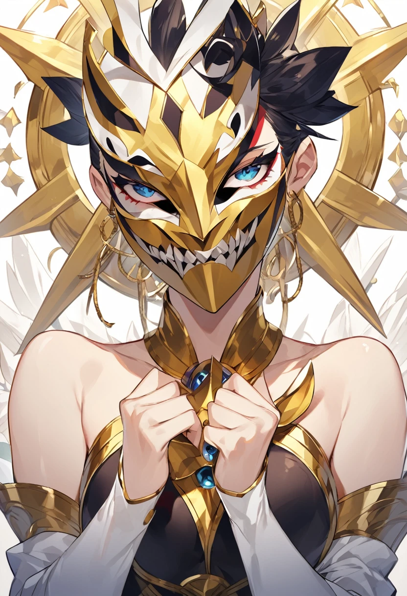 Make a face mask that represents the sin of greed, following the seven deadly sins, just make a mask